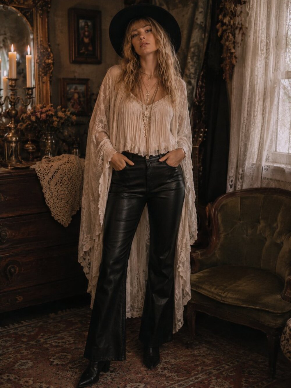 Zara Wide Leg Faux Leather Pants